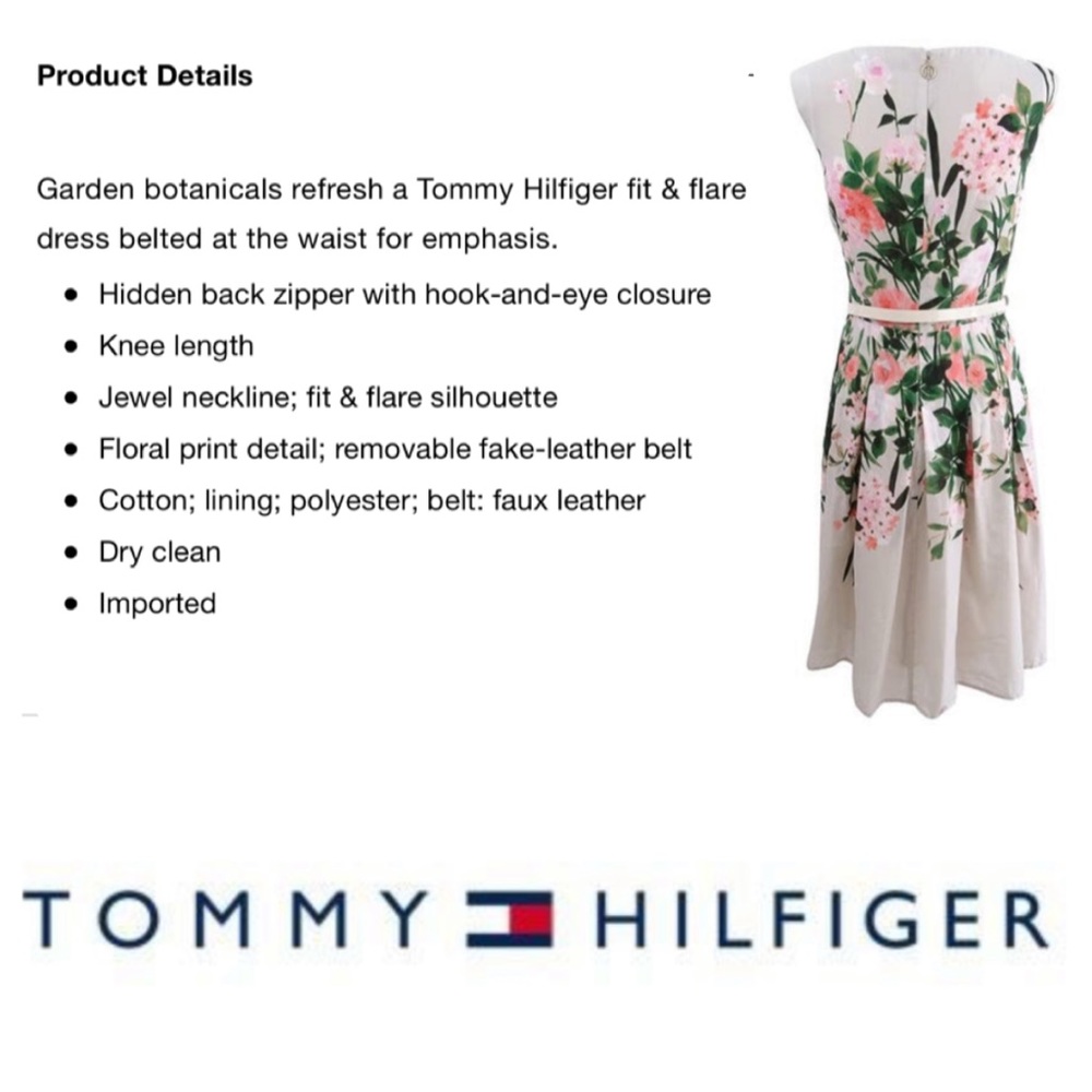 NEW Tommy Hilfiger floral print belted fit & flare dress (14) - Picture 3 of 11